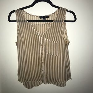 Sheer open back stripped blouse